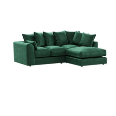 Arizona Plush Velvet Right Hand Facing Corner Sofa Green
