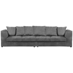 DYLAN 4 Seater Scatter Back Jumbo Cord Fabric Sofa Grey