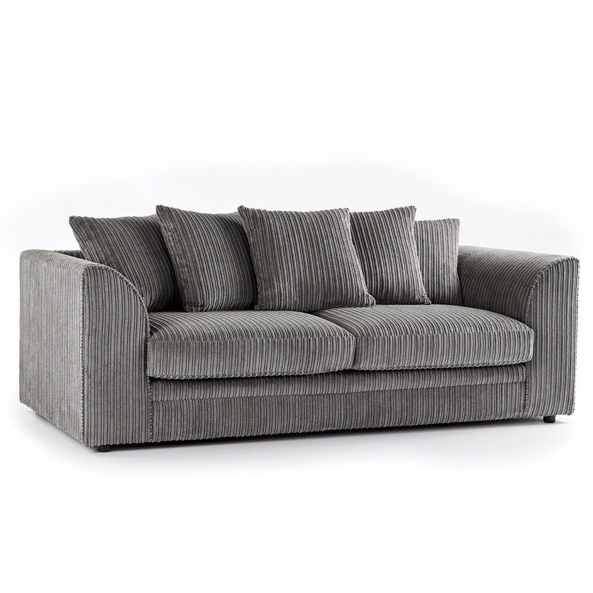 Hannah Jumbo Cord Scatter Back 3 Seater Sofa Grey