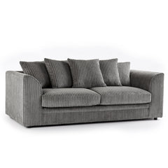 Hannah Jumbo Cord Scatter Back 3 Seater Sofa Grey