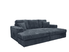 Luxe Chunky Cord 3-Seater Sofa with Removable 2 Footstools Grey