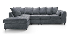 DYLAN Chenille Fabric Scatter Back 5 Seater Left Hand Facing Corner Sofa Grey