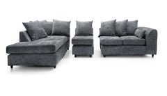 DYLAN Chenille Fabric Scatter Back 5 Seater Left Hand Facing Corner Sofa Grey