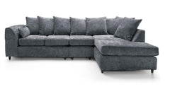 DYLAN Chenille Fabric Scatter Back 5 Seater Right Hand Facing Corner Sofa Grey