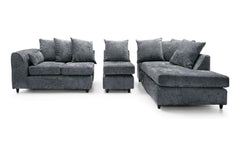 DYLAN Chenille Fabric Scatter Back 5 Seater Right Hand Facing Corner Sofa Grey