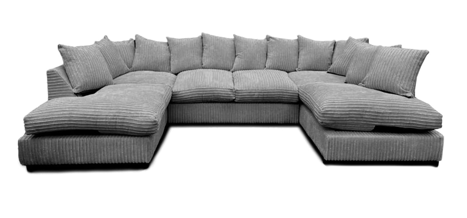 Monaco Scatter Back 6 Seater U Shaped Corner Jumbo Cord Fabric Sofa Grey