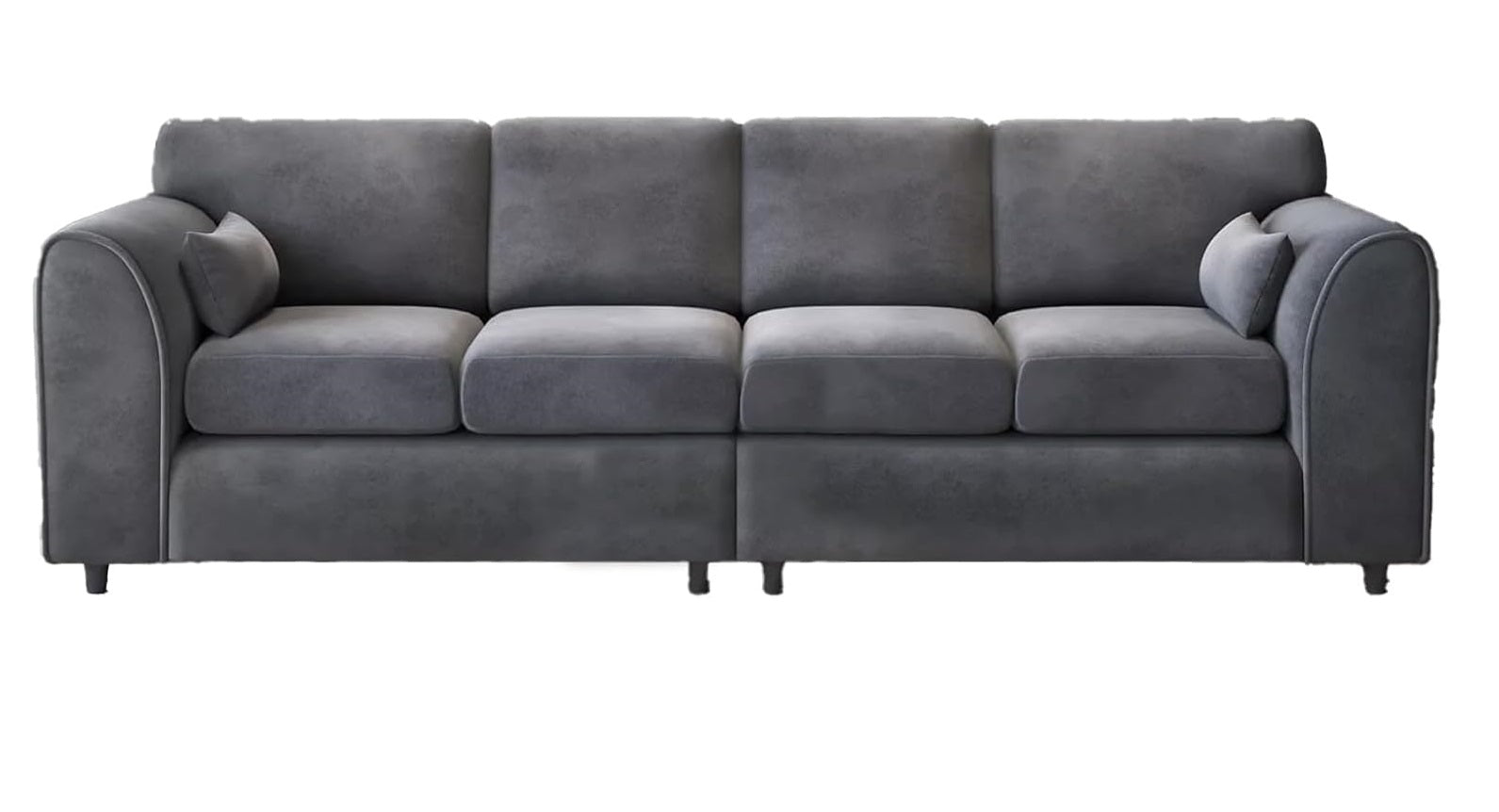Raven Plush Velvet 4 Seater Full Back Sofa Grey