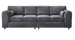 Raven Plush Velvet 4 Seater Full Back Sofa Grey