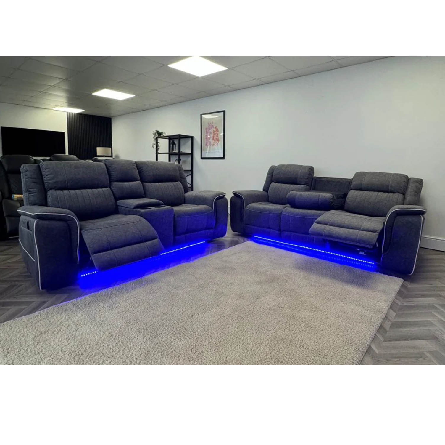 Hanna 3+2 Electric Recliner Sofa Set in Grey Fabric