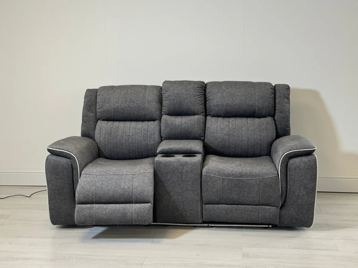 Hanna 3+2 Electric Recliner Sofa Set in Grey Fabric