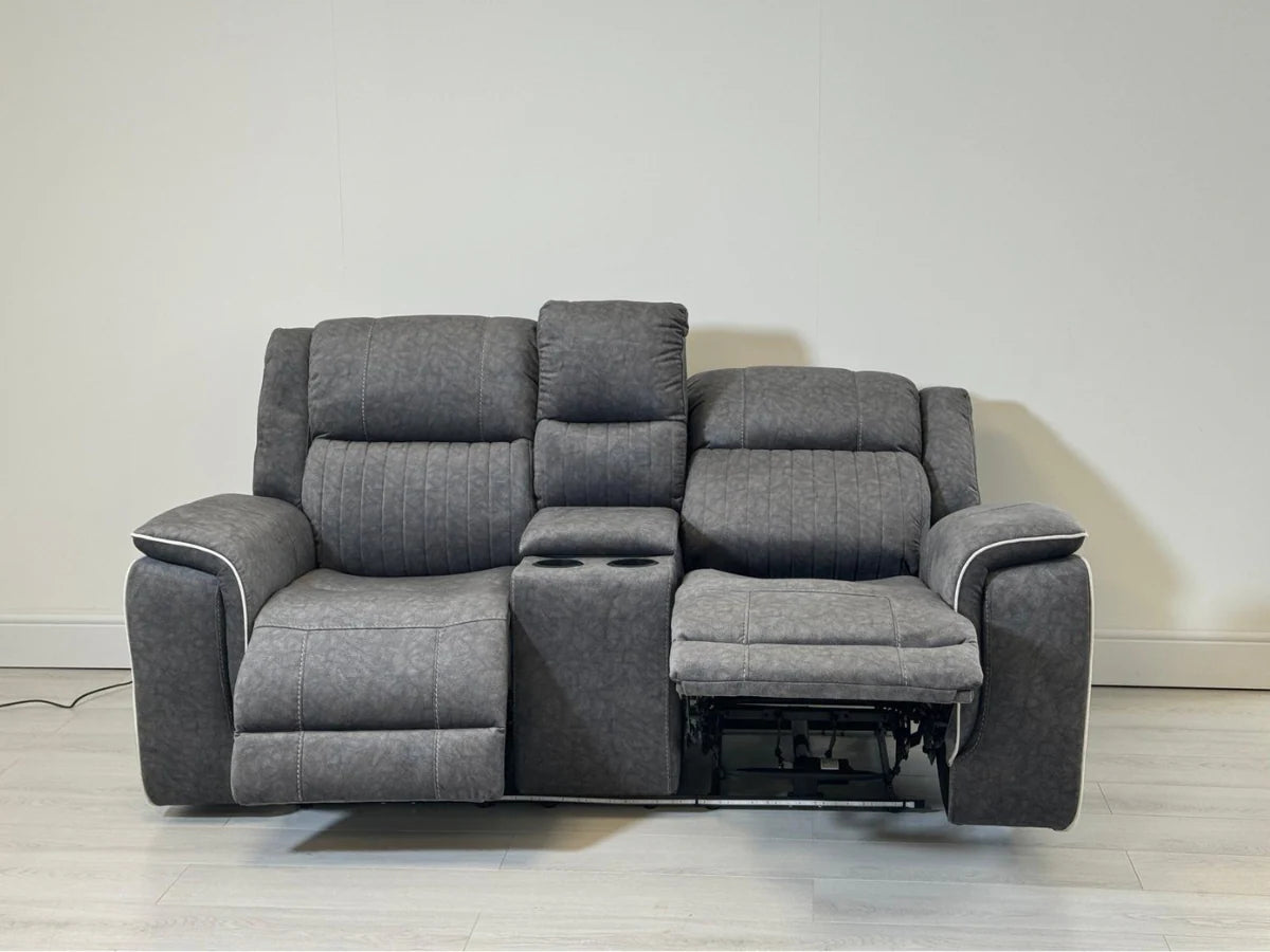 Hanna 3+2 Electric Recliner Sofa Set in Grey Fabric