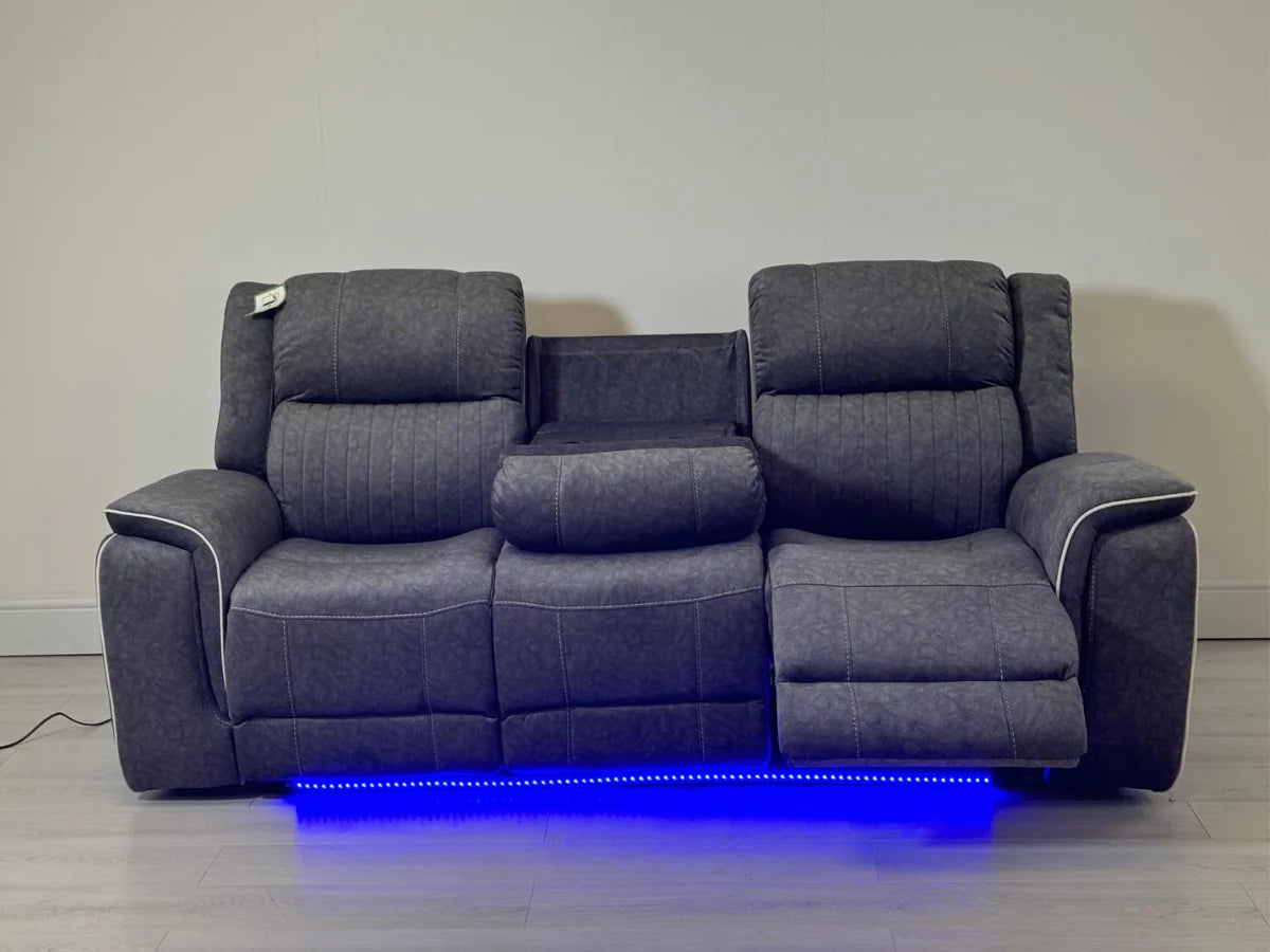 Hanna 3+2 Electric Recliner Sofa Set in Grey Fabric