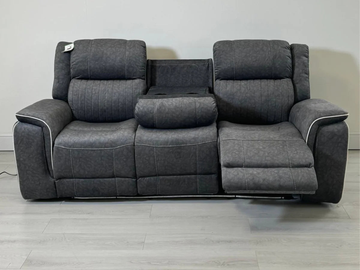 Hanna 3+2 Electric Recliner Sofa Set in Grey Fabric