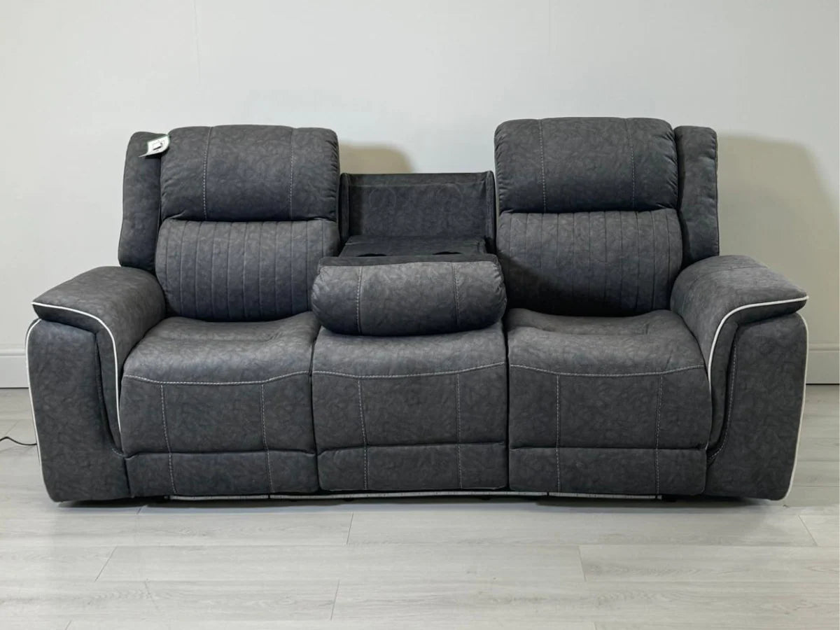 Hanna 3+2 Electric Recliner Sofa Set in Grey Fabric