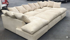 CAMBRIDGE U Shape Jumbo Cord Fabric Scatter Back Sofa with Extra Footstool