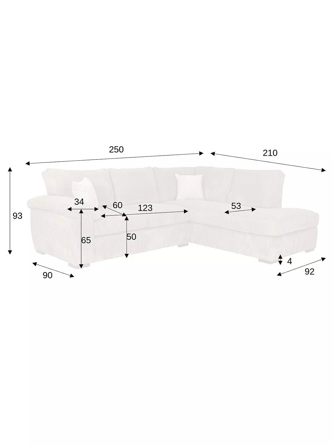 Amalfi Full Back Fabric Corner Sofa