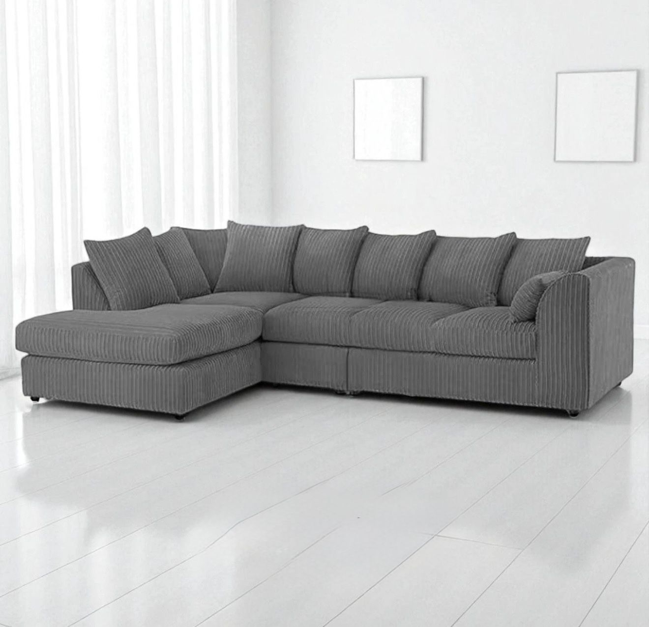 DYLAN 5 Seater Jumbo Cord L Shaped Corner Sofa with Scatter Back