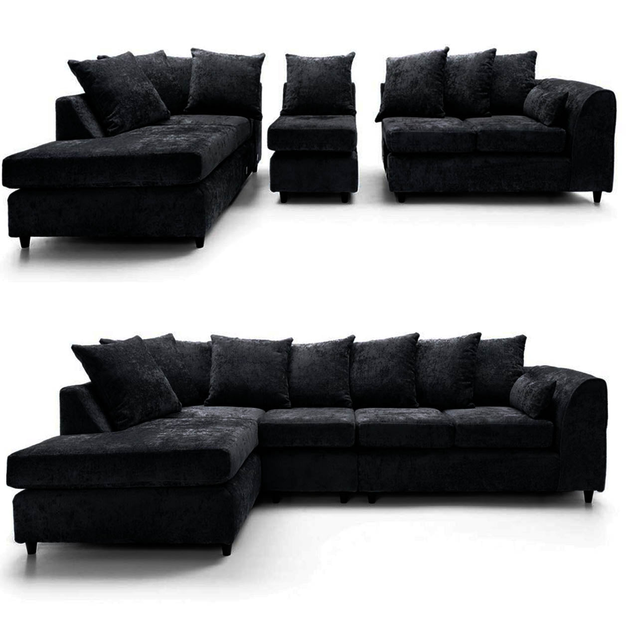 DYLAN Chenille Fabric 5 Seater L Shaped Corner Sofa with Scatter Back