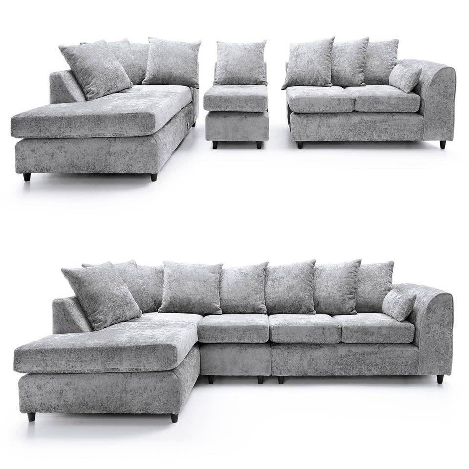 DYLAN Chenille Fabric 5 Seater L Shaped Corner Sofa with Scatter Back