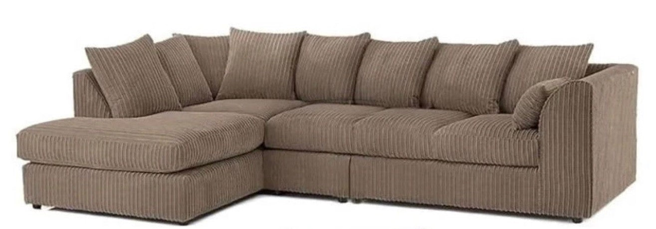 DYLAN 5 Seater Jumbo Cord L Shaped Corner Sofa with Scatter Back