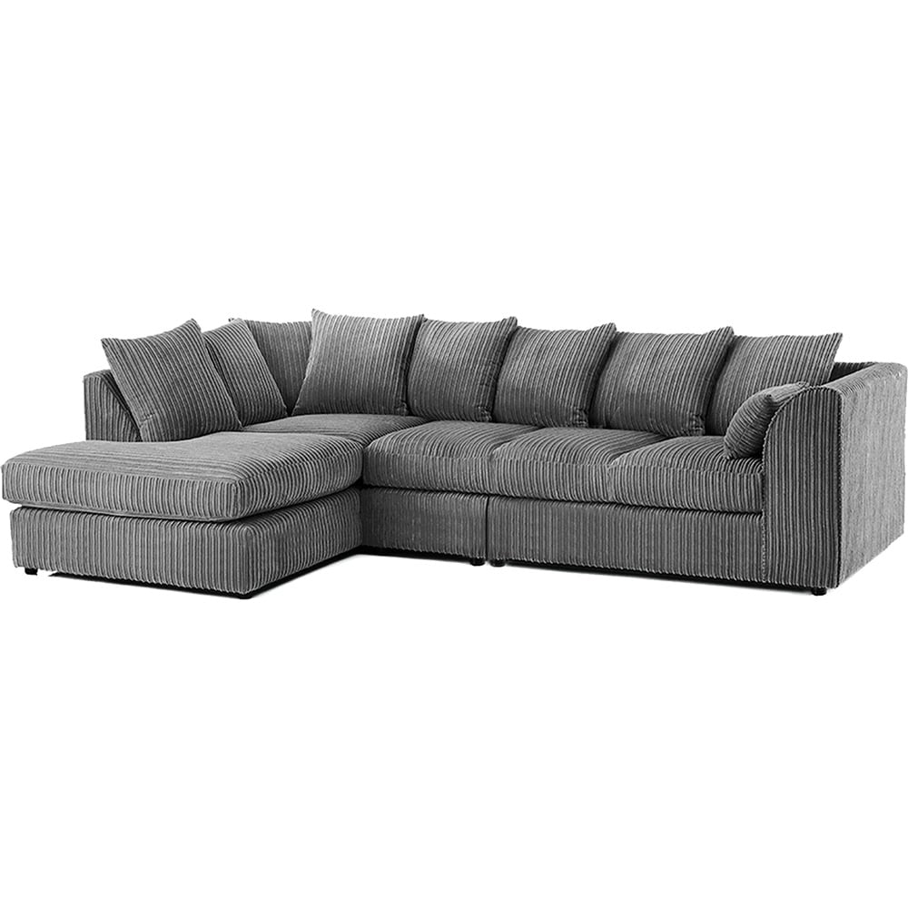 DYLAN 5 Seater Jumbo Cord Scatter Back Left Hand Facing Corner Sofa Grey