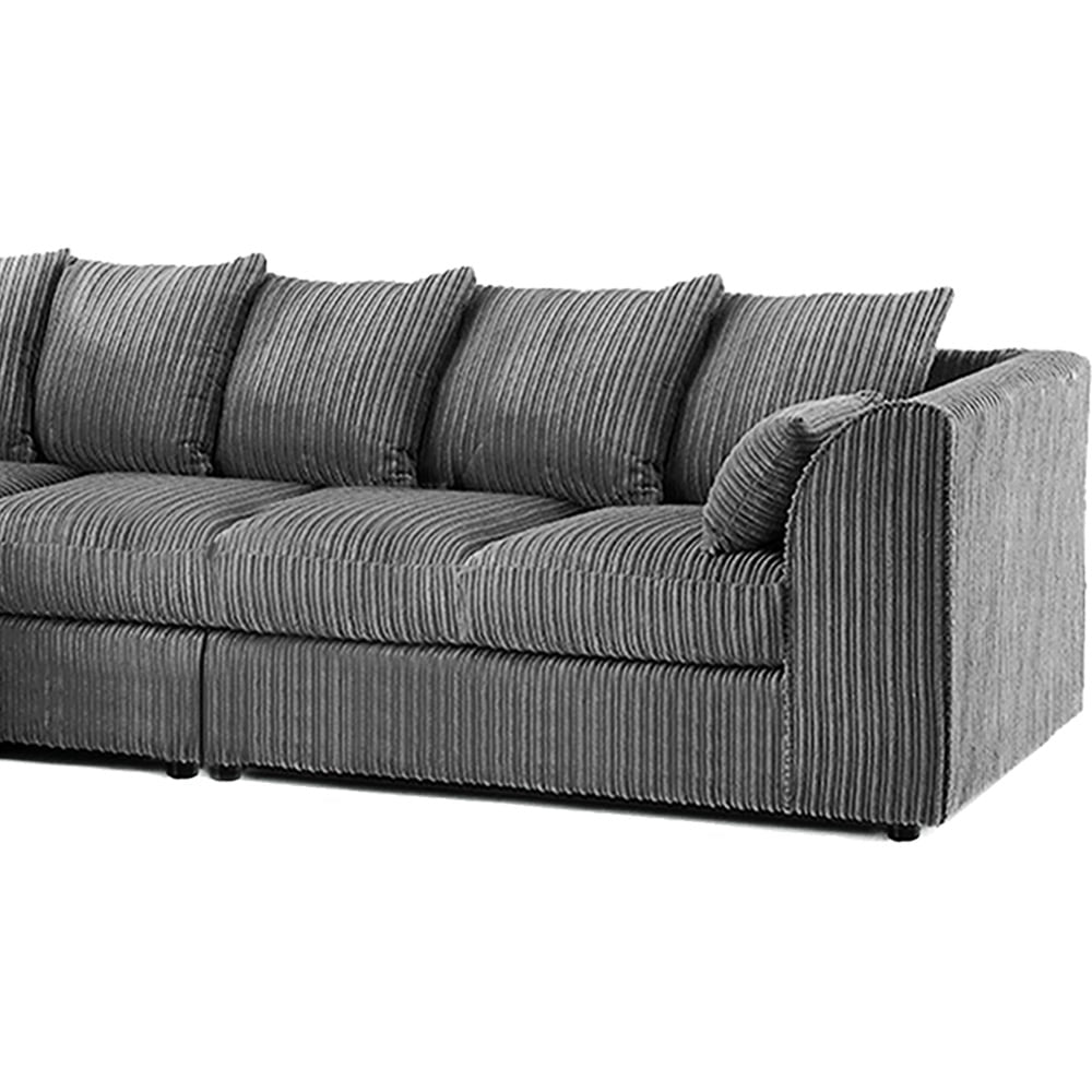 DYLAN 5 Seater Jumbo Cord Scatter Back Left Hand Facing Corner Sofa Grey