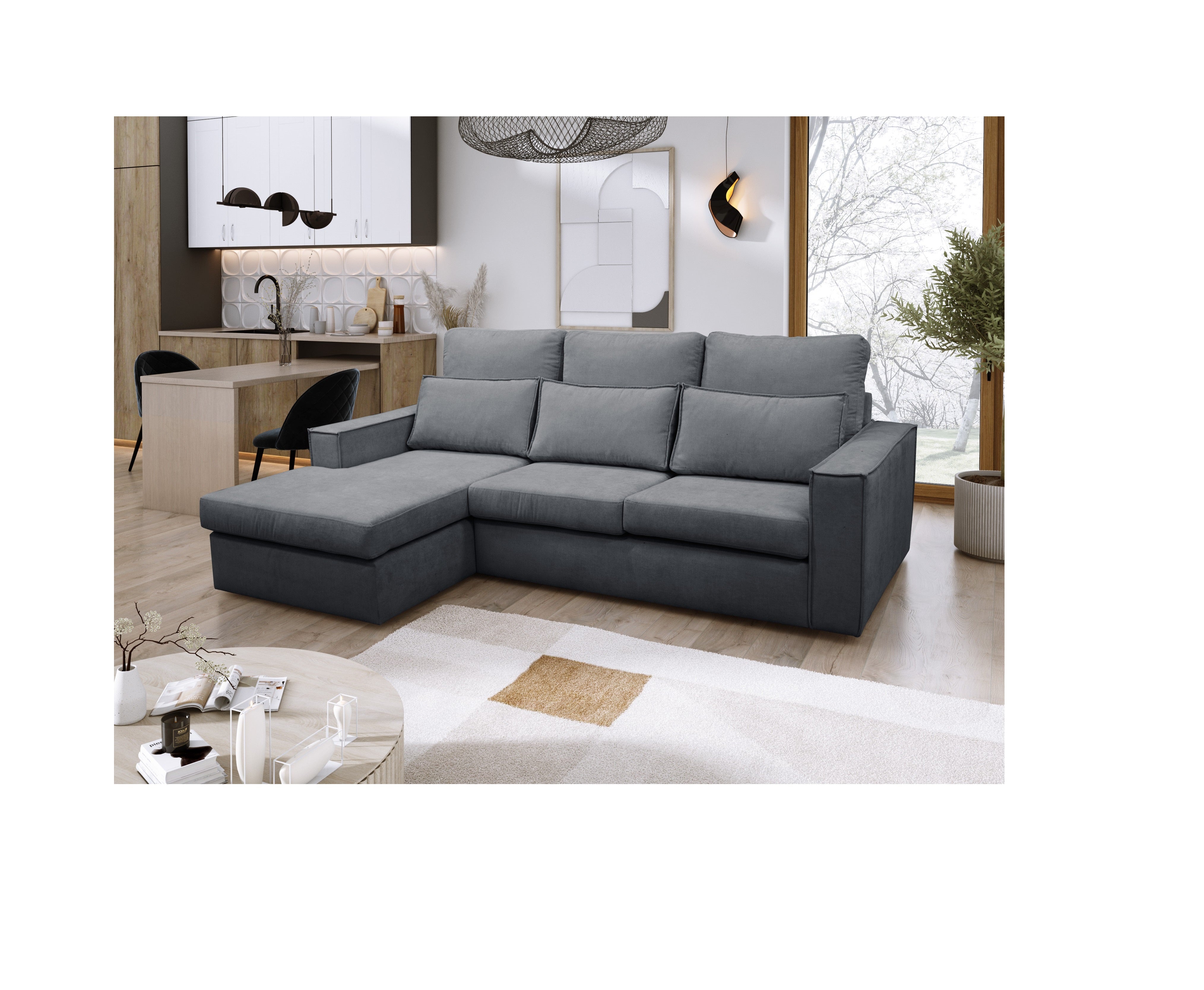 Soho Left Hand Facing Corner Sofa Luxe Chenille Fabric Grey