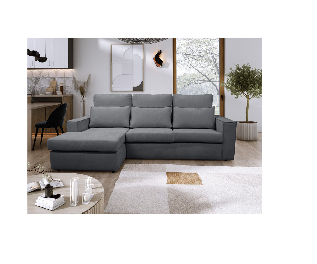Soho Left Hand Facing Corner Sofa Luxe Chenille Fabric Grey