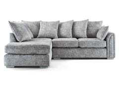 Chiswick Left Hand Facing Corner Sofa with Footstool Silver