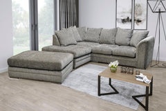 Chiswick Left Hand Facing Corner Sofa with Footstool Silver