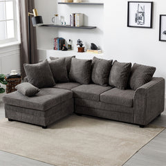 Hannah Jumbo Cord Scatter Back 4 Seater Left Hand Facing Corner Sofa Grey