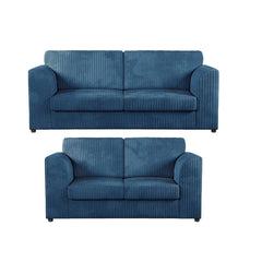 Hannah Jumbo Cord Full Back 3+2 Seater Sofa Suite Set Marine Blue
