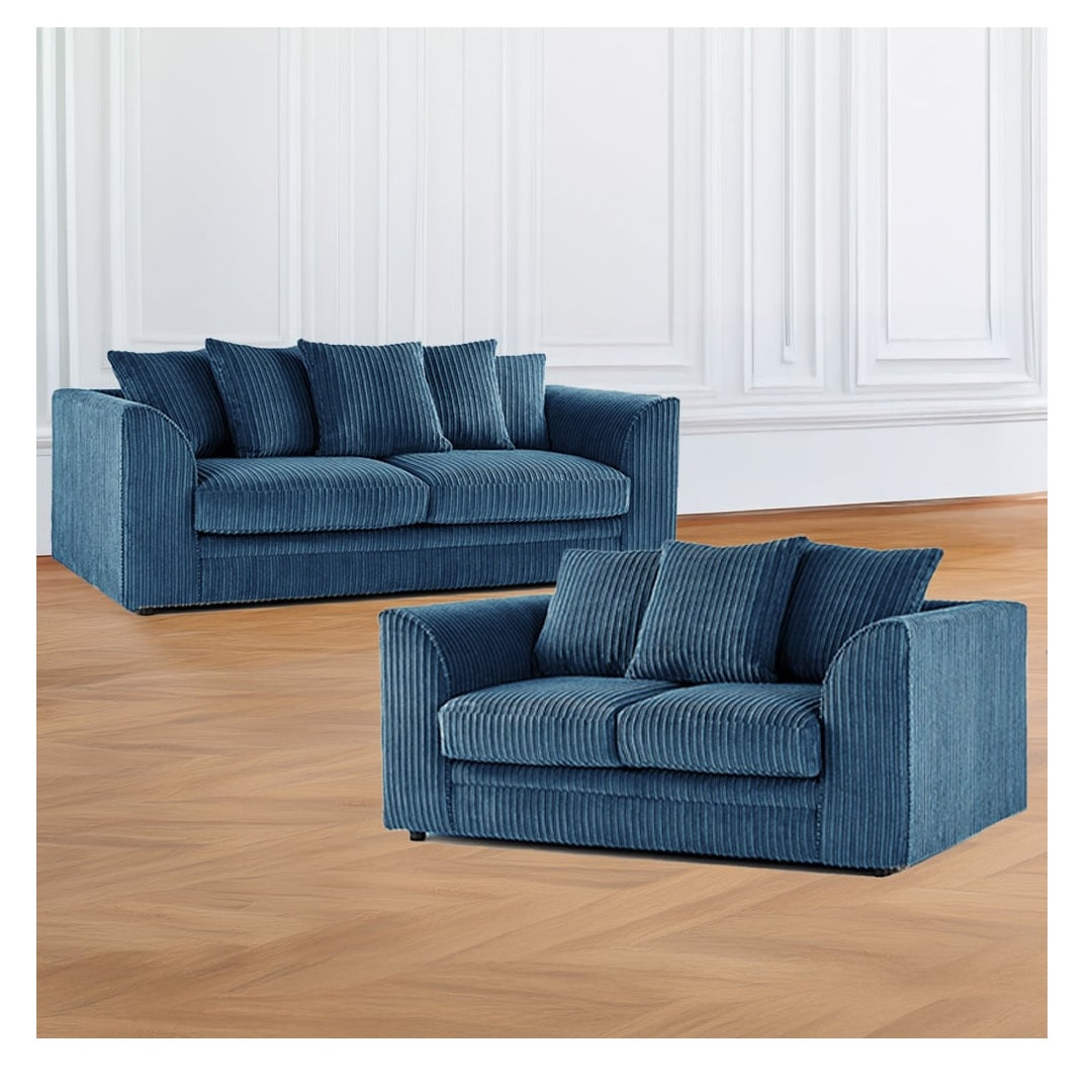 Hannah Jumbo Cord Scatter Back 3 Seater, 2Seater, 3+2 Seater Sofa Set, 3+3 Seater, 2+2Seater