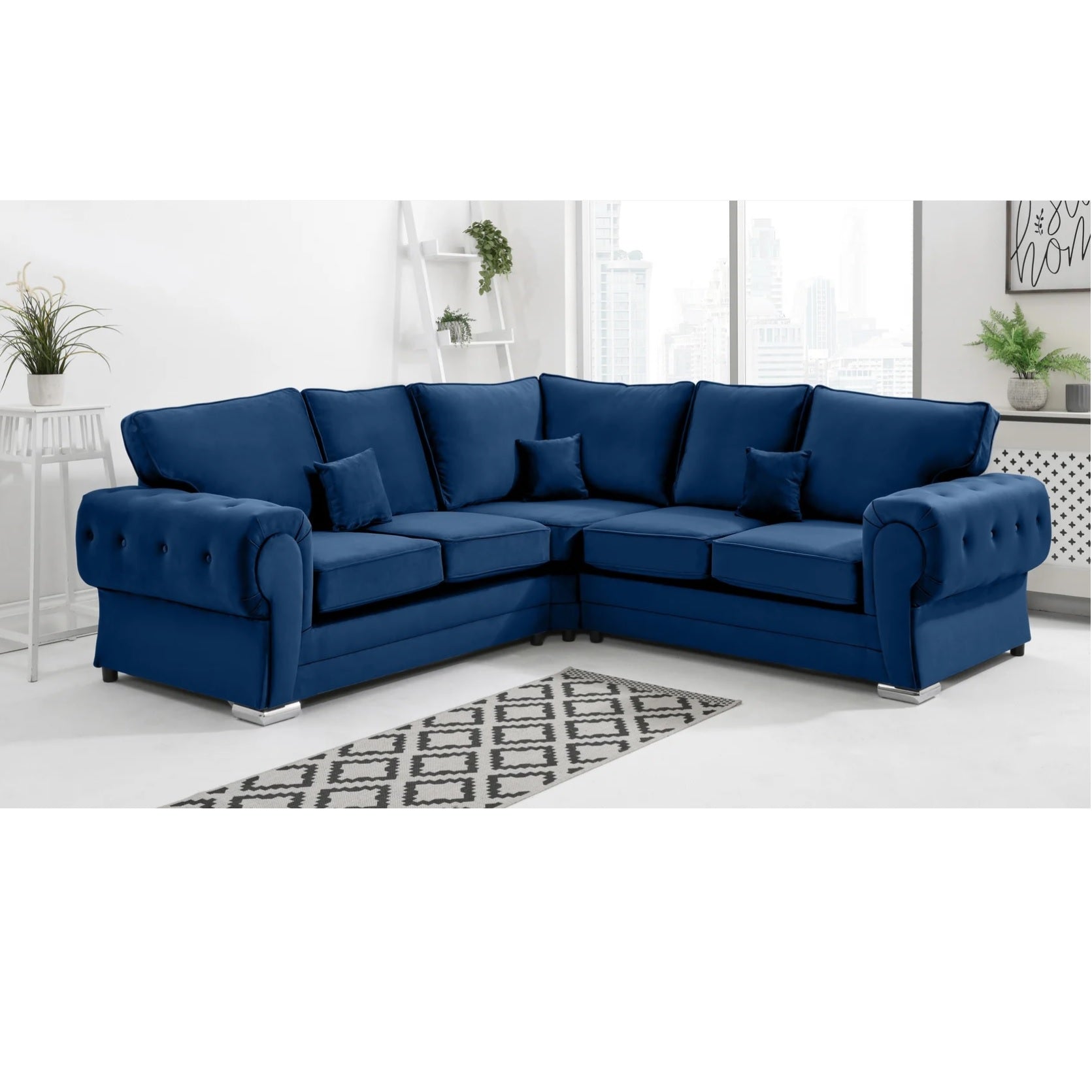 Chingford Plush Velvet Full Back 2c2 Corner Sofa