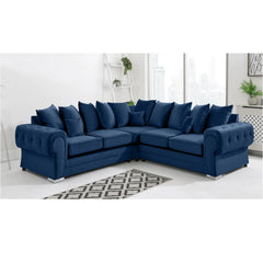 Verona Scatter Back Plush Velvet 2c2 Corner Sofa Marine Blue