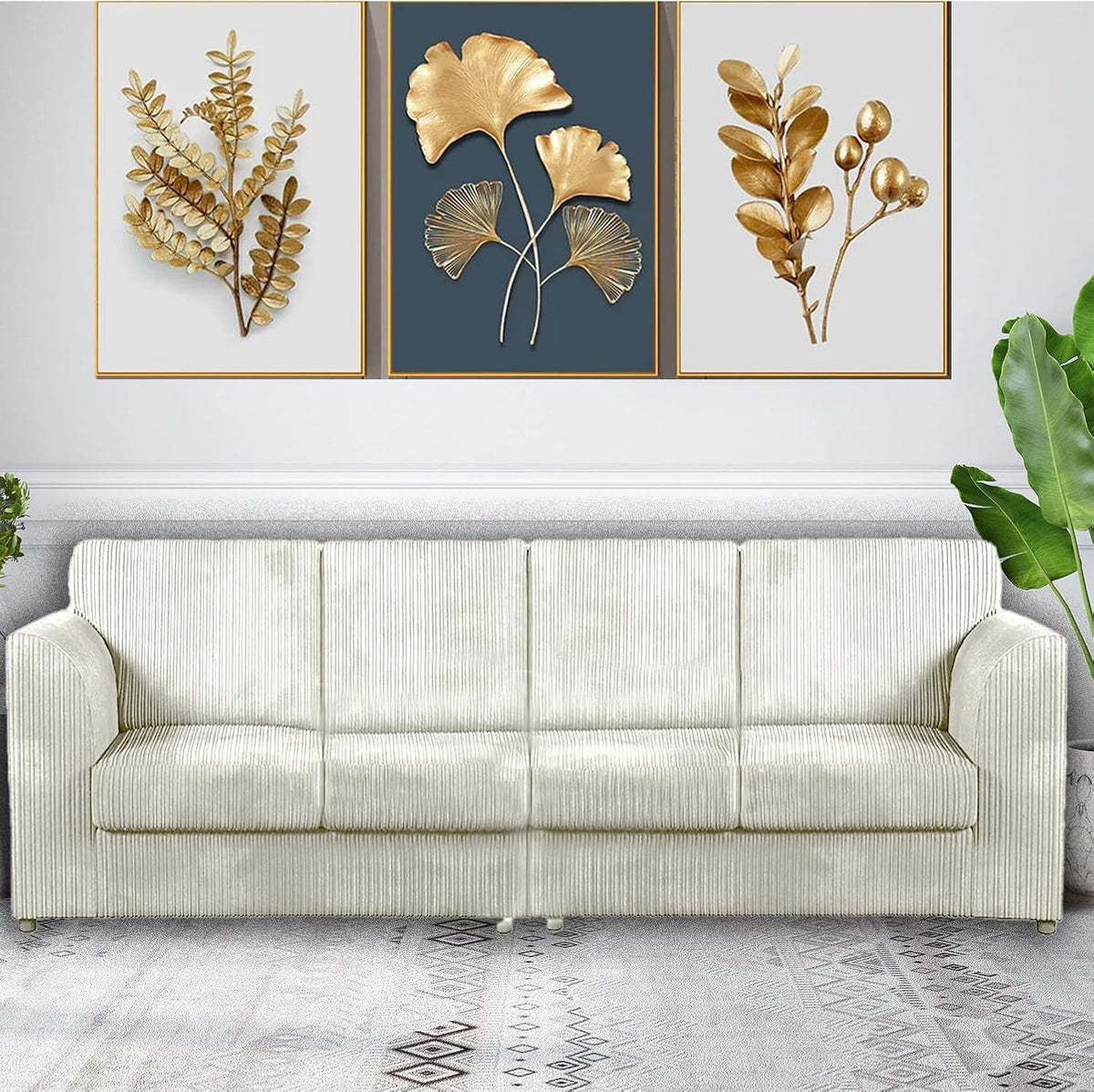 DYLAN 4 Seater Full Back Jumbo Cord Fabric Sofa Mink