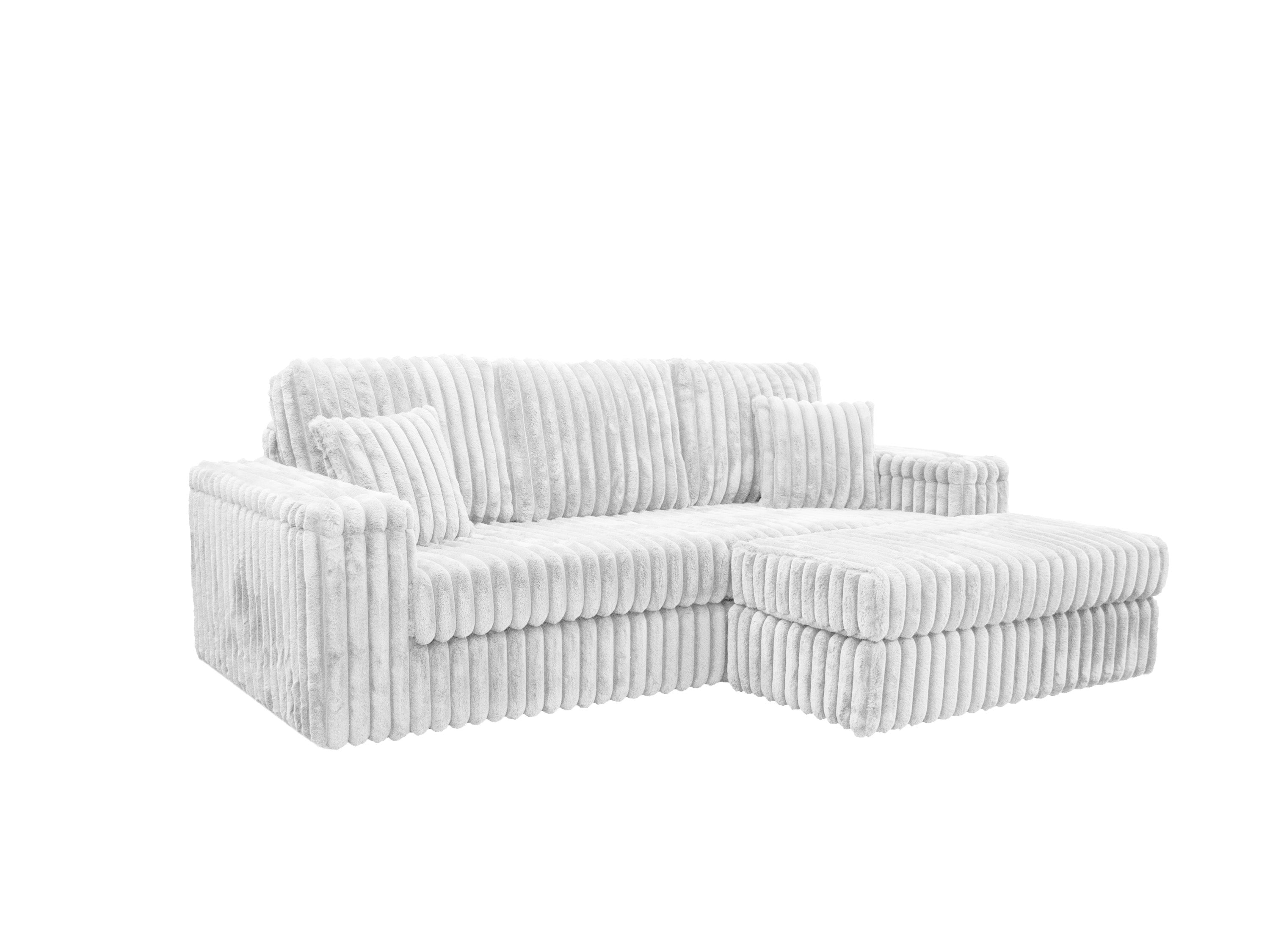 Luxe Chunky Cord 3-Seater Sofa with Removable 2 Footstools Mink