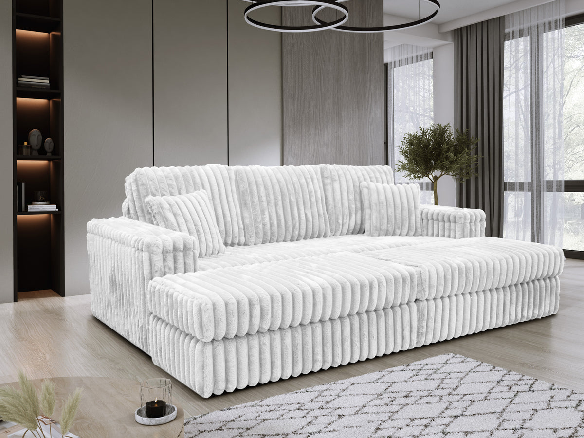Luxe Chunky Cord 3-Seater Sofa with Removable 2 Footstools Mink
