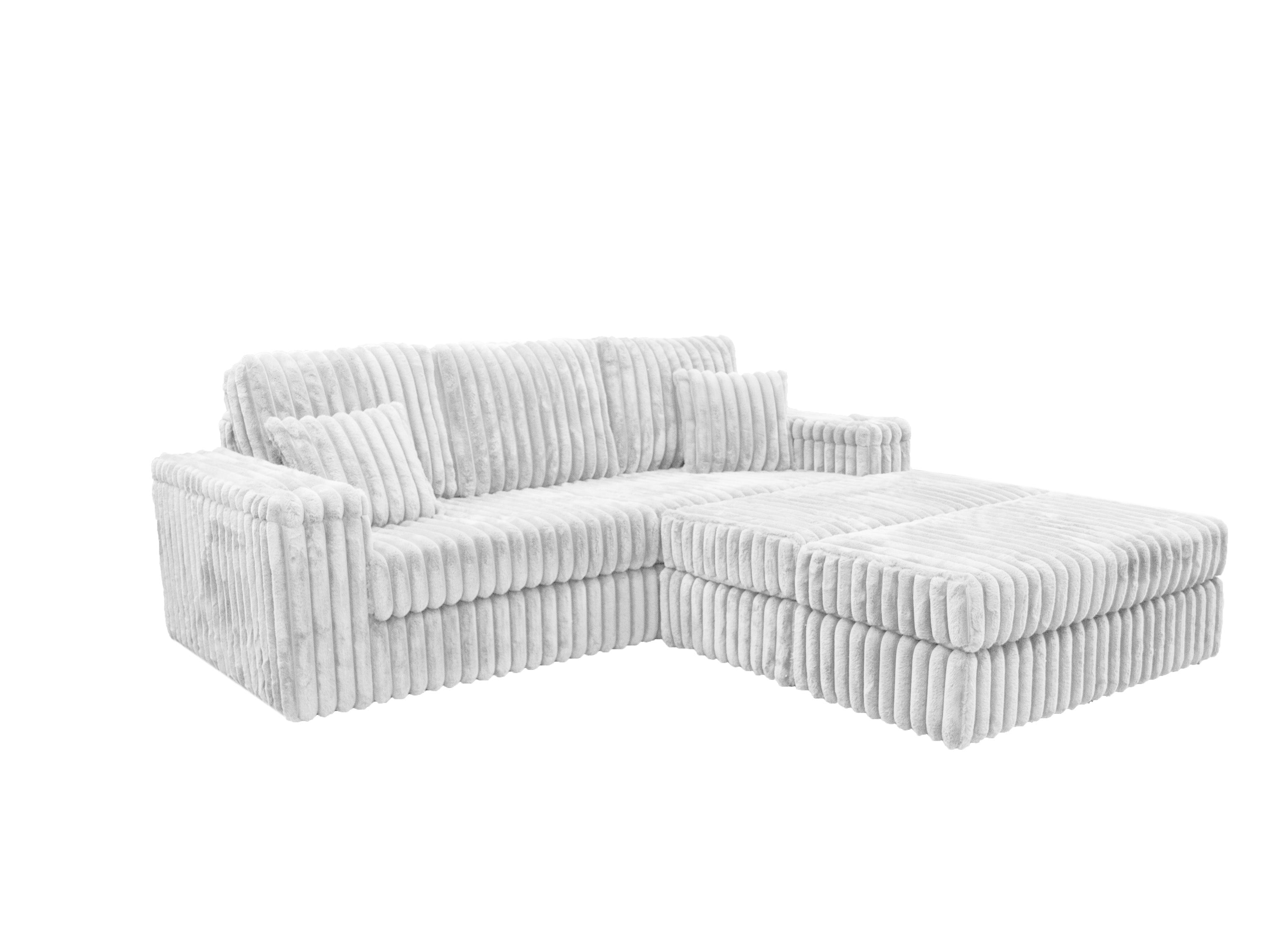 Luxe Chunky Cord 3-Seater Sofa with Removable 2 Footstools Mink