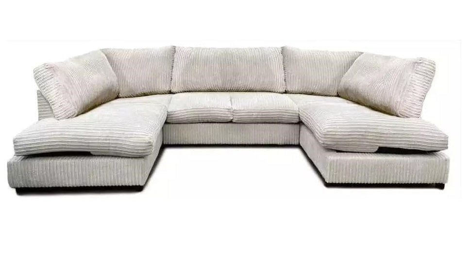 Aspen Full Back 6 Seater U Shaped Corner Jumbo Cord Fabric Sofa Mink