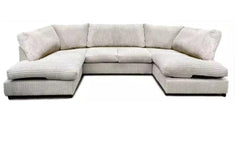 Aspen Full Back 6 Seater U Shaped Corner Jumbo Cord Fabric Sofa Mink