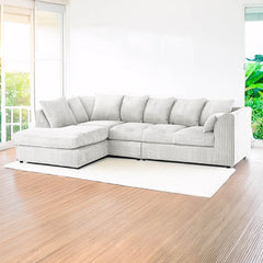 DYLAN 5 Seater Jumbo Cord Scatter Back Left Hand Facing Corner Sofa Mink