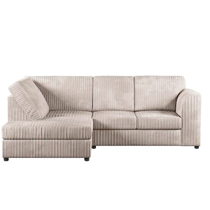 Hannah Jumbo Cord Full Back 4 Seater Left Hand Facing Corner Sofa Mink