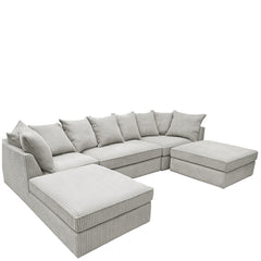 Bishop Scatter Back Large Jumbo cord U shaped Sofa