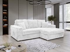 Luxe Chunky Cord 3-Seater Sofa with Removable 2 Footstools Mink