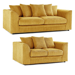 Hannah Jumbo Cord Scatter Back 3+2 Seater Sofa Suite Set Mustard