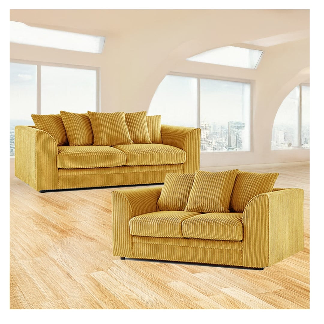 Hannah Jumbo Cord Scatter Back 3 Seater, 2Seater, 3+2 Seater Sofa Set, 3+3 Seater, 2+2Seater