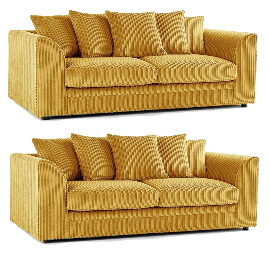 Hannah Jumbo Cord Scatter Back 3 Seater, 2Seater, 3+2 Seater Sofa Set, 3+3 Seater, 2+2Seater