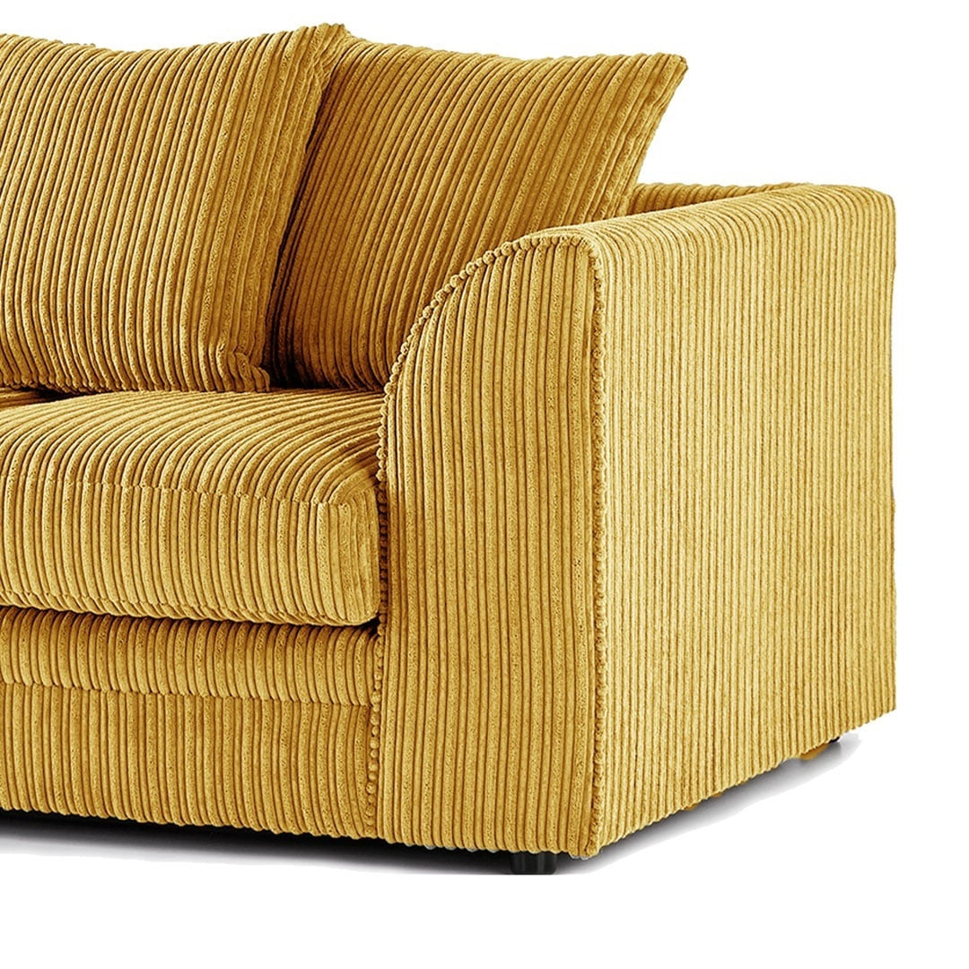 Hannah Jumbo Cord Scatter Back 4 Seater Left Hand Facing Corner Sofa Mustard