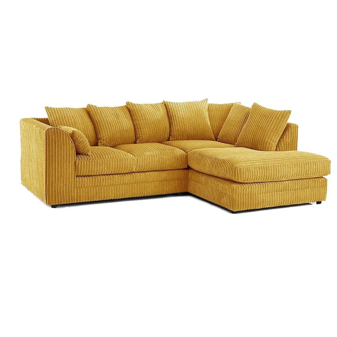 Hannah Jumbo Cord Scatter Back 4 Seater Right Hand Facing Corner Sofa Mustard